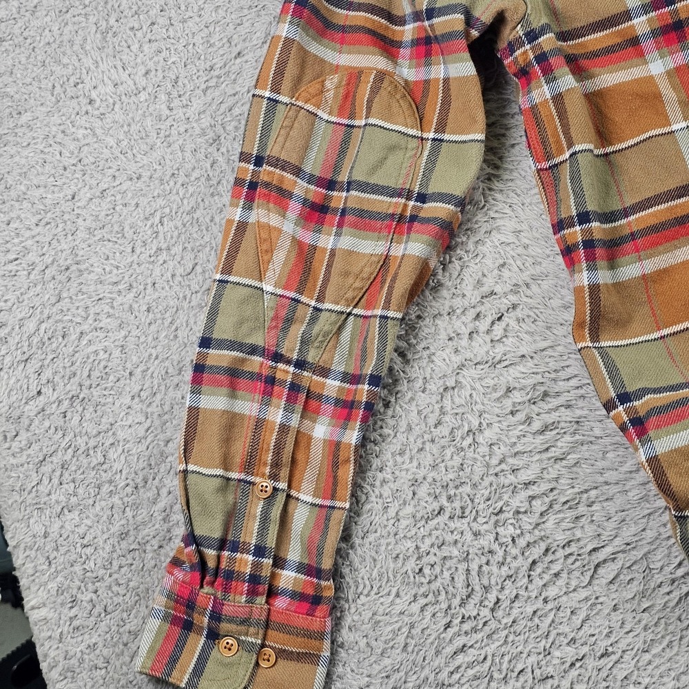 Best Made Co Shirt Mens Small Brown Plaid Flannel Button Up Cotton Elbow Patch - Picture 7 of 11